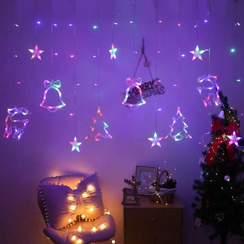 Battery + USB remote control Eight functions Ai Chelsea Lab LED curtain lights Christmas lights icicles decorative light strings snowflakes and stars