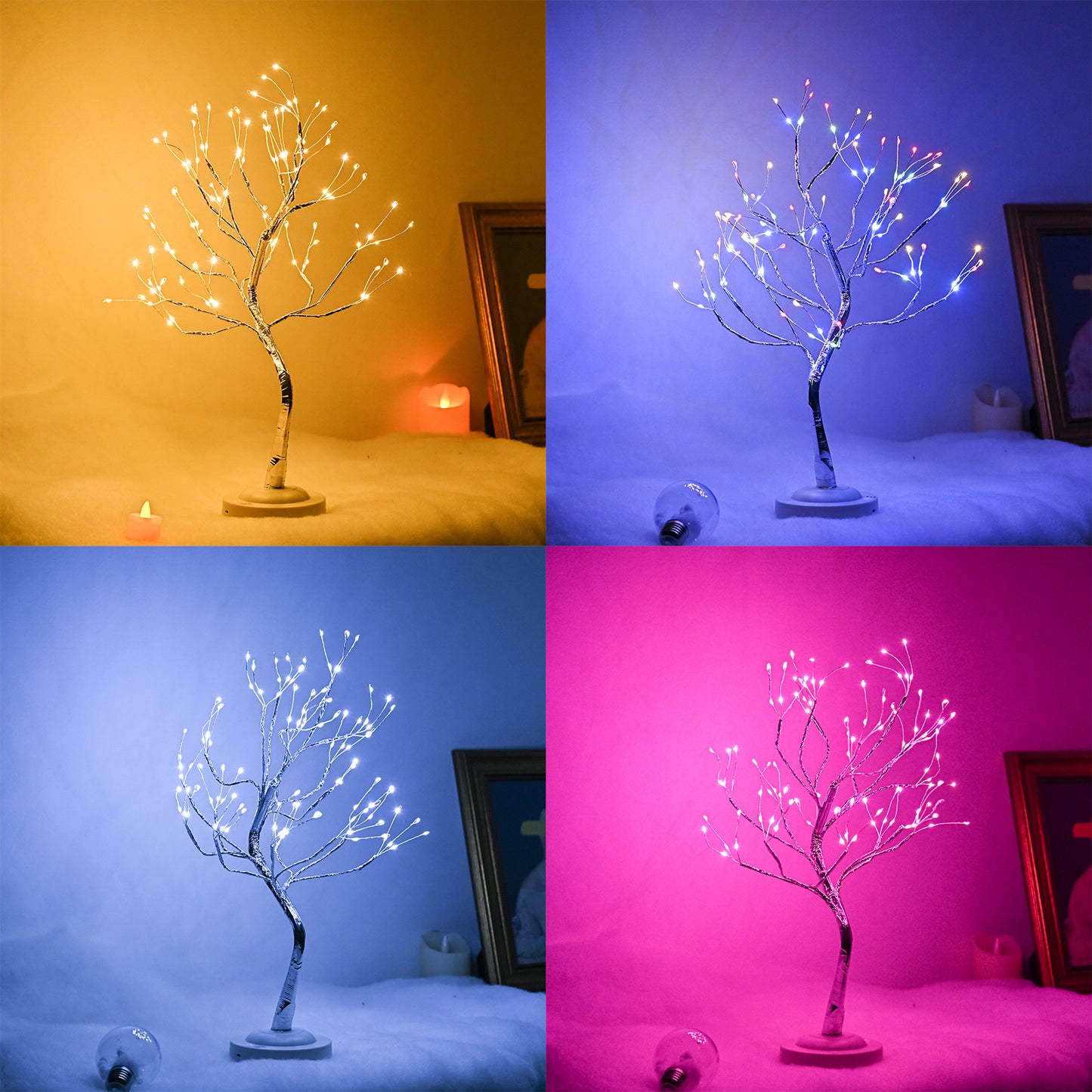 Chelsea Lab LED copper wire light luminous small tree light battery box USB curved touch branch fire tree silver flower tree light gift mothersday home decoration christmas easter