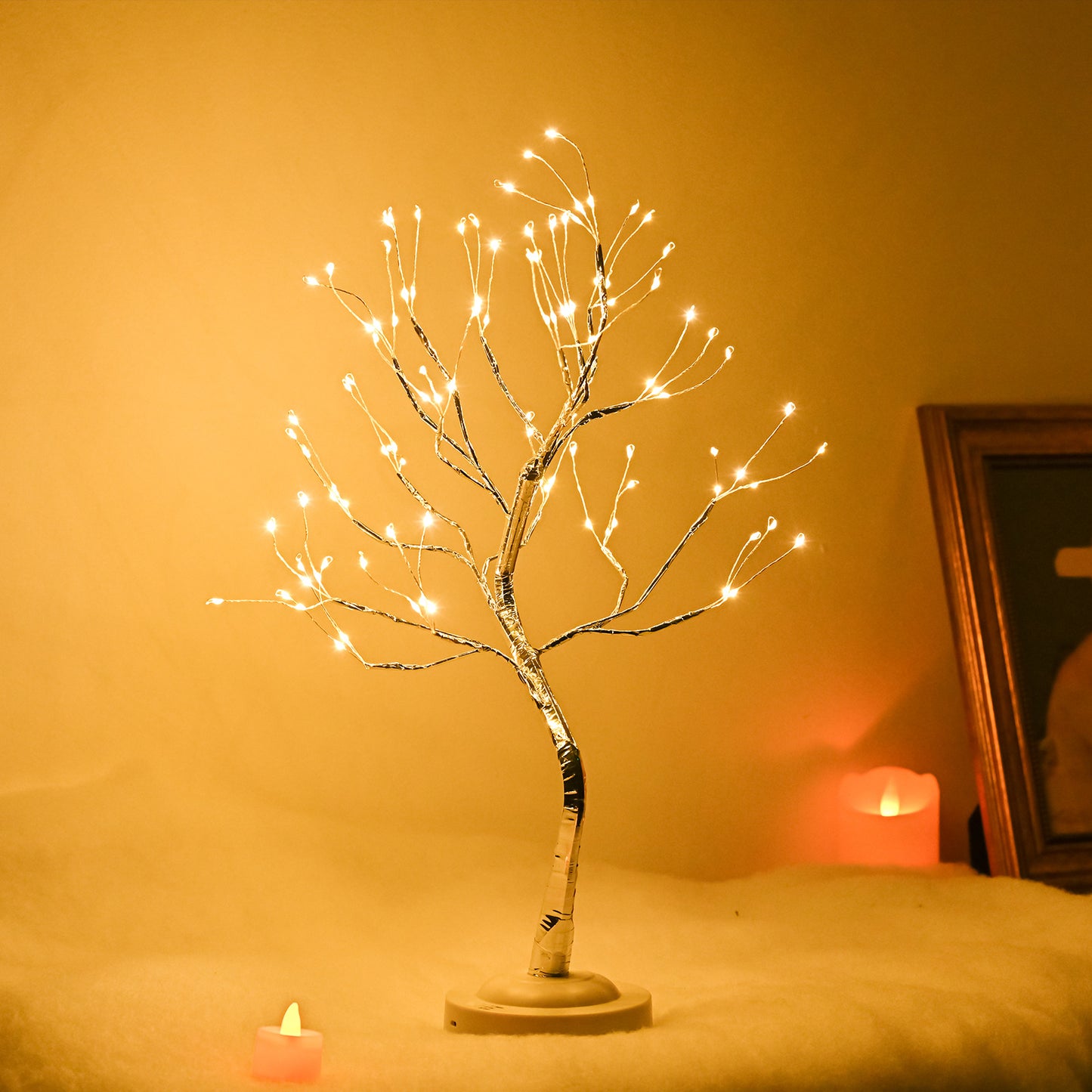 Chelsea Lab LED copper wire light luminous small tree light battery box USB curved touch branch fire tree silver flower tree light gift mothersday home decoration christmas easter